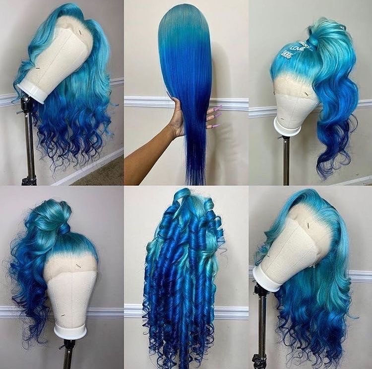 ombre blue wig