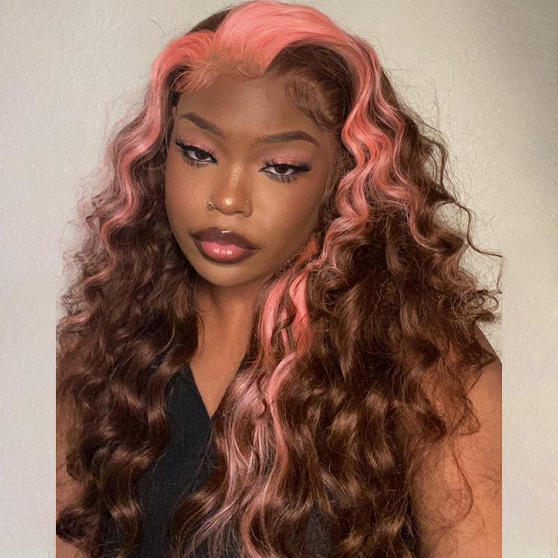 brown and pink wig