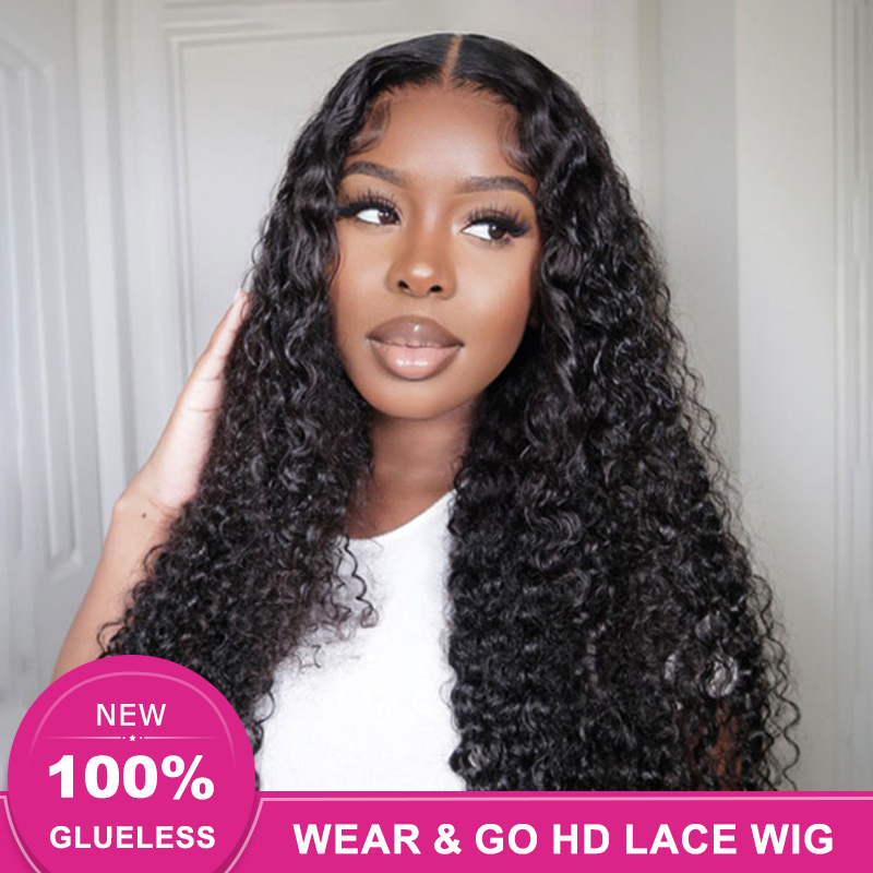 Glueless Water Wave HD Lace Closure Front Wigs Wear & Go Wig with  Preplucked natural hairline Beginner-friendly